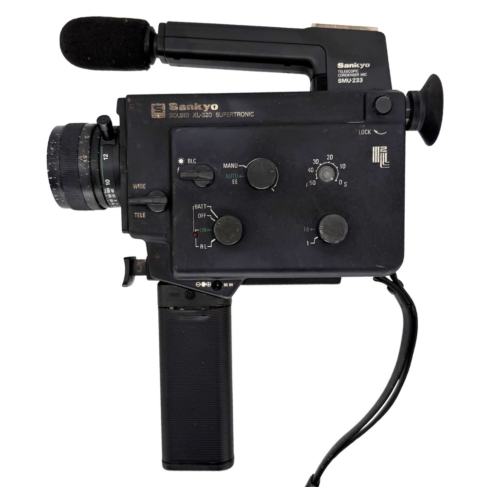 Sankyo Sound XL-320 Supertronic Super 8 Movie Camera SMU-233 Microphone Untested